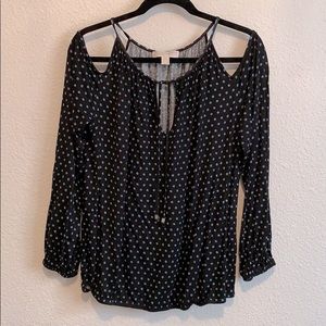 Michael Kors navy peasant blouse L